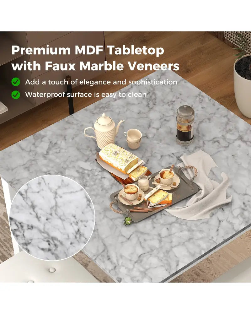 5-Piece Bar Table Set Counter-Height Dining Table and 4 Bar Stools-White - White - Dining Room Sets