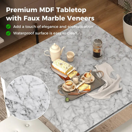 5-Piece Bar Table Set Counter-Height Dining Table and 4 Bar Stools-White Costway