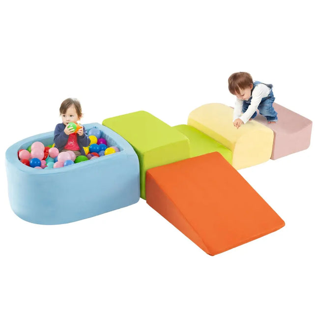 5-Piece Climb and Crawl Playset with Ball Pit for Kids-Multicolor - Multicolor - Climbers & Slides