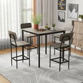 5-Piece Counter-Height Dining Bar Table Set with 4 Bar Chairs-Gray - Gray - Dining Room Sets