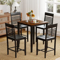 5-Piece Counter-Height Dining Table Set with Rubber Wood Frame and Footrest - Dining Room Sets