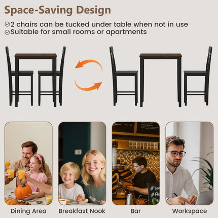 5-Piece Counter-Height Dining Table Set with Rubber Wood Frame and Footrest Costway