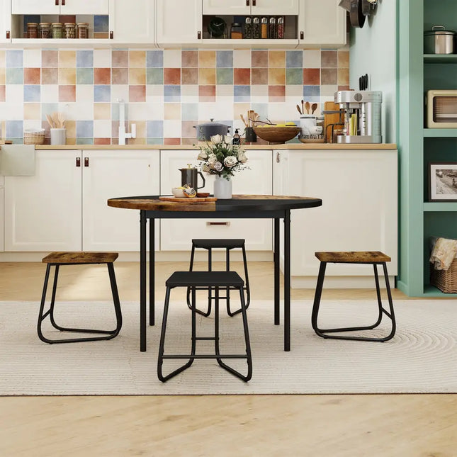 5-Piece Dining Set for 4 47 Inch Round  Kitchen Table and 4 Stools-Brown Costway