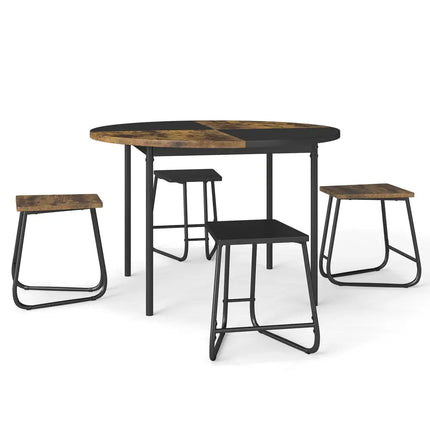 5-Piece Dining Set for 4 47 Inch Round  Kitchen Table and 4 Stools-Brown Costway