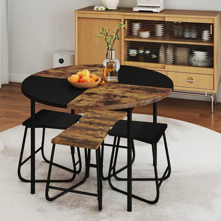 5-Piece Dining Set for 4 47 Inch Round  Kitchen Table and 4 Stools-Brown Costway