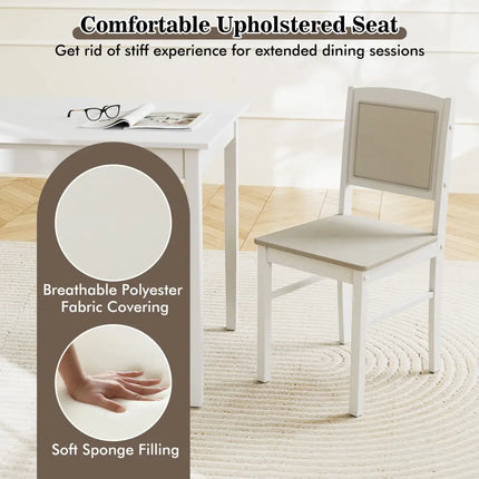 5-Piece Dining Set for 4 with Rubber Wood Legs for Small Dining Room-Beige Costway