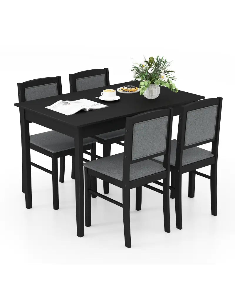 5-Piece Dining Set for 4 with Rubber Wood Legs for Small Dining Room-Gray - Gray - Dining Room Sets