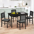 5-Piece Dining Set for 4 with Rubber Wood Legs for Small Dining Room-Gray - Gray - Dining Room Sets