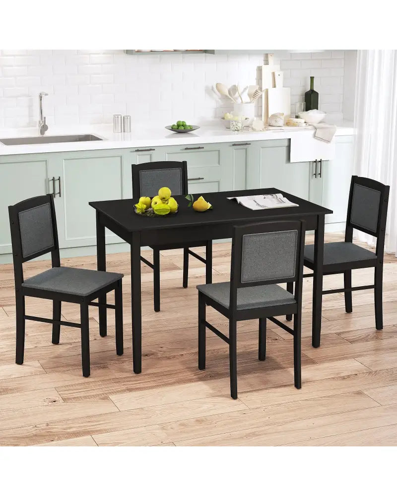 5-Piece Dining Set for 4 with Rubber Wood Legs for Small Dining Room-Gray - Gray - Dining Room Sets