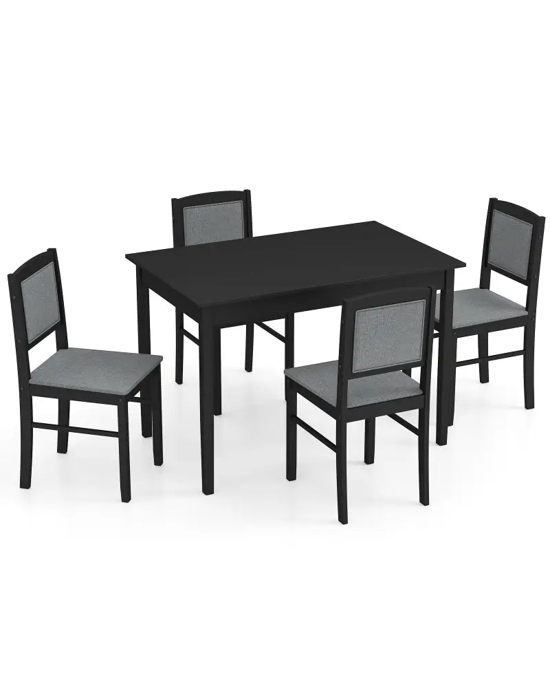 5-Piece Dining Set for 4 with Rubber Wood Legs for Small Dining Room-Gray - Gray - Dining Room Sets