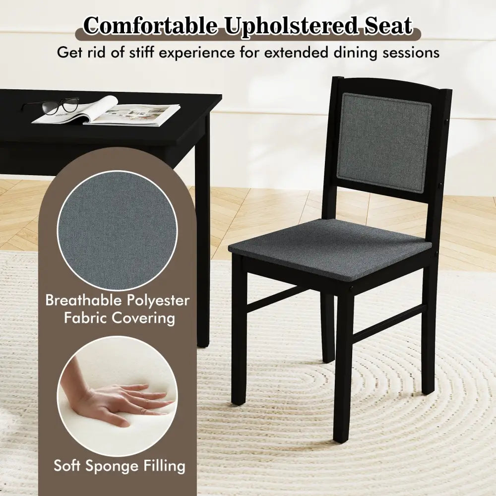 5-Piece Dining Set for 4 with Rubber Wood Legs for Small Dining Room-Gray - Gray - Dining Room Sets