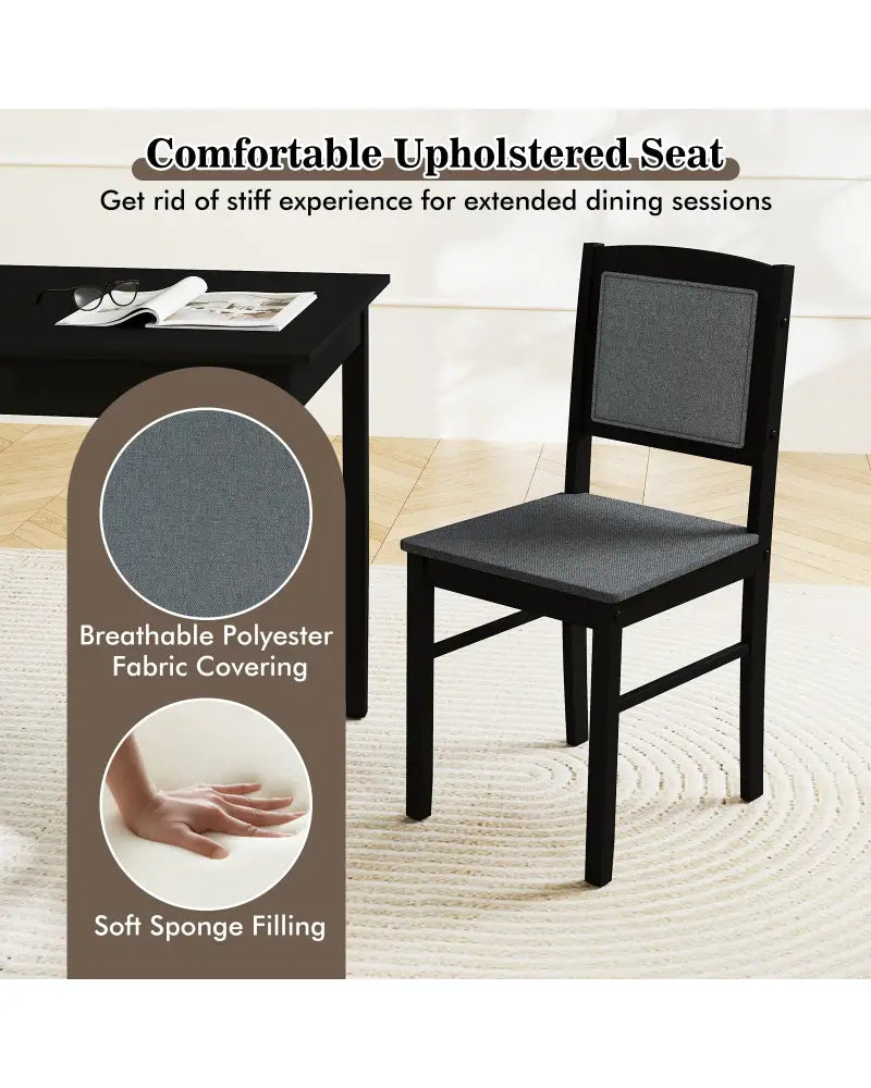 5-Piece Dining Set for 4 with Rubber Wood Legs for Small Dining Room-Gray - Gray - Dining Room Sets