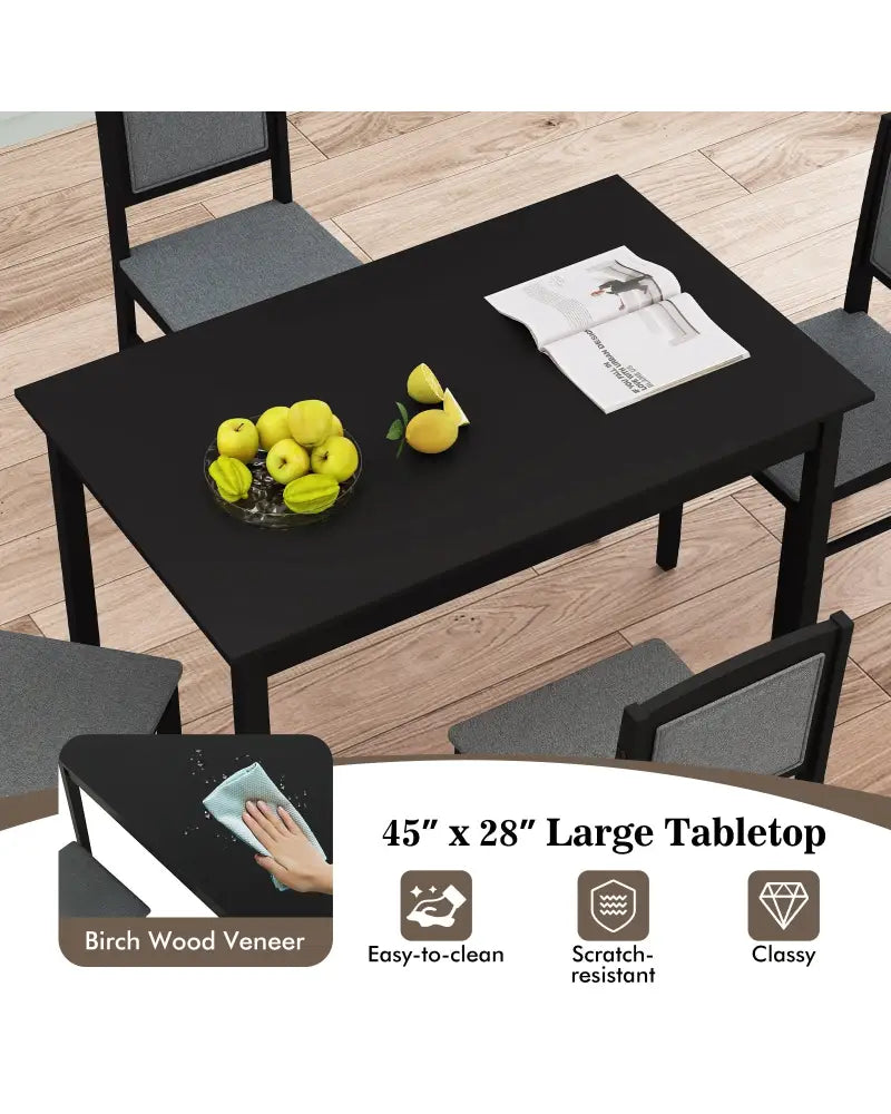 5-Piece Dining Set for 4 with Rubber Wood Legs for Small Dining Room-Gray - Gray - Dining Room Sets