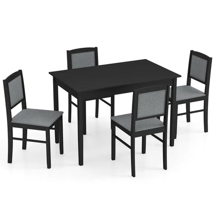 5-Piece Dining Set for 4 with Rubber Wood Legs for Small Dining Room-Gray Costway