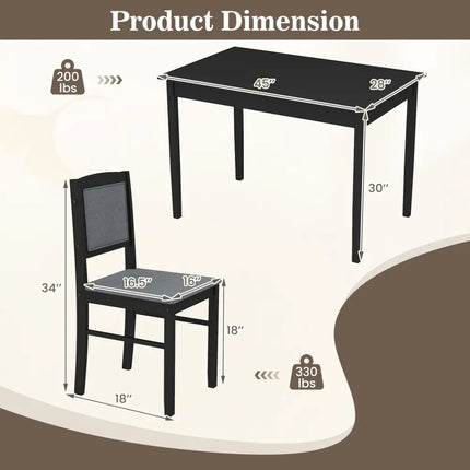 5-Piece Dining Set for 4 with Rubber Wood Legs for Small Dining Room-Gray Costway