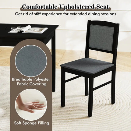 5-Piece Dining Set for 4 with Rubber Wood Legs for Small Dining Room-Gray Costway