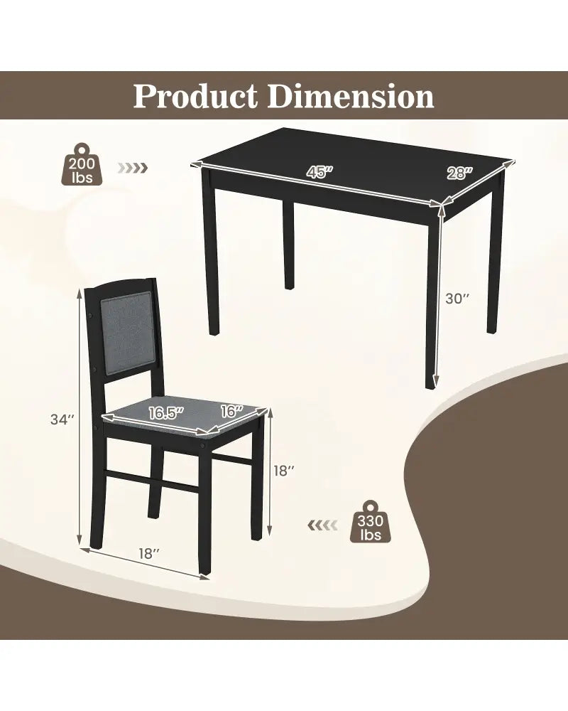 5-Piece Dining Set for 4 with Rubber Wood Legs for Small Dining Room-Gray - Gray - Dining Room Sets