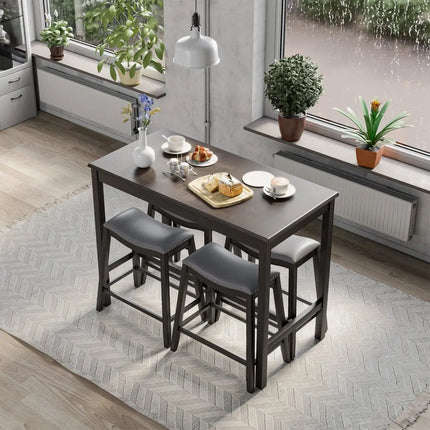 5-Piece Dining Set with 4 Upholstered Stools Costway