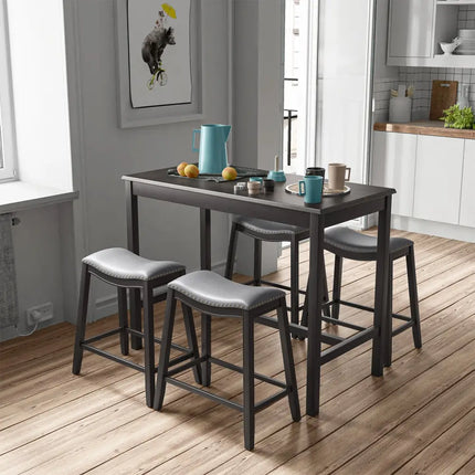 5-Piece Dining Set with 4 Upholstered Stools Costway