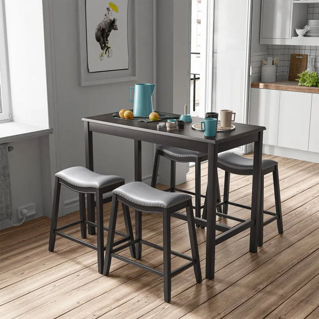 5-Piece Dining Set with 4 Upholstered Stools Costway