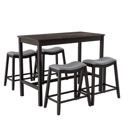 5-Piece Dining Set with 4 Upholstered Stools Costway