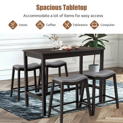 5-Piece Dining Set with 4 Upholstered Stools Costway