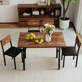 5-Piece Dining Table Set for 4 People Industrial Kitchen Table and 4 PU Leather Chairs-Brown - Brown - Dining Room Sets