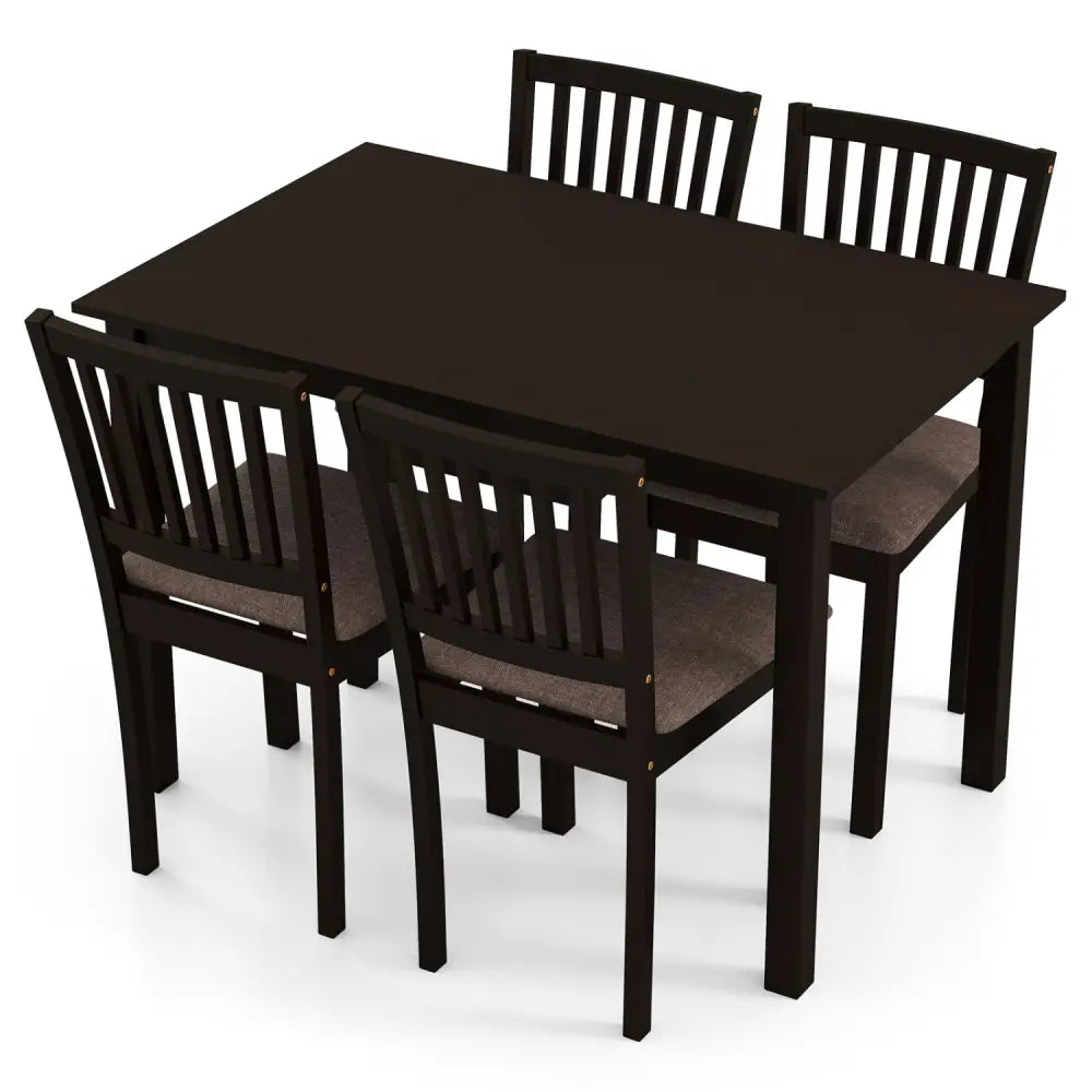 5-Piece Dining Table Set for 4 Rectangular Kitchen Table with 4 Upholstered Chairs-Dark Brown - Dark Brown - Dining
