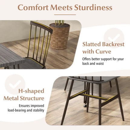 5-Piece Dining Table Set for 4 with 360Â° Swivel Feet for Small Place-Grey Oak Costway