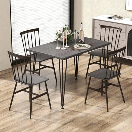 5-Piece Dining Table Set for 4 with 360Â° Swivel Feet for Small Place-Grey Oak Costway