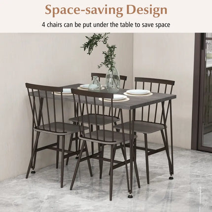 5-Piece Dining Table Set for 4 with 360Â° Swivel Feet for Small Place-Grey Oak Costway
