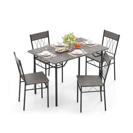 5-Piece Dining Table Set for 4 with Kitchen Table and 4 Dining Chairs-Gray Costway