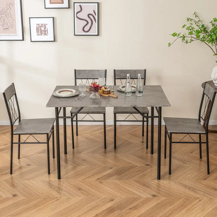 5-Piece Dining Table Set for 4 with Kitchen Table and 4 Dining Chairs-Gray Costway