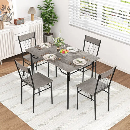 5-Piece Dining Table Set for 4 with Kitchen Table and 4 Dining Chairs-Gray Costway