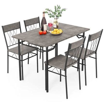 5-Piece Dining Table Set for 4 with Kitchen Table and 4 Dining Chairs-Gray Costway