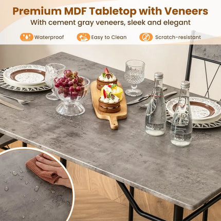 5-Piece Dining Table Set for 4 with Kitchen Table and 4 Dining Chairs-Gray Costway