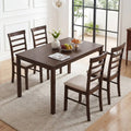 5-Piece Dining Table Set for 4 with Upholstered Chairs for Small Space and Dining Room-Brown - Brown - Dining Room Sets