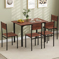 5 Piece Dining Table Set Industrial Style Kitchen Table and Chairs for 4-Walnut - Walnut - Dining Room Sets