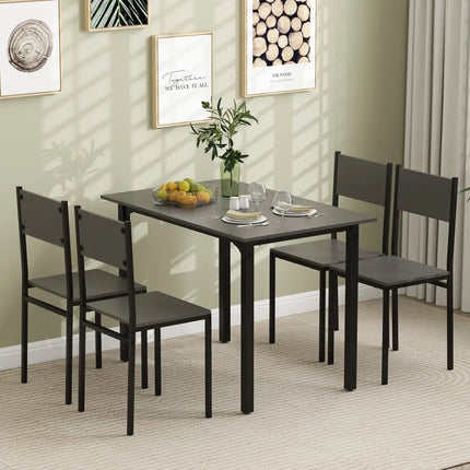5 Piece Dining Table Set Industrial Style Kitchen Table and Chairs for 4-Grey Costway