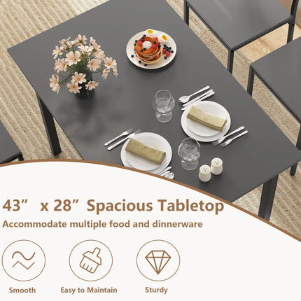 5 Piece Dining Table Set Industrial Style Kitchen Table and Chairs for 4-Grey Costway