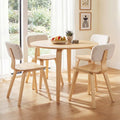 5 Piece Dining Table Set with 4 Padded Dining Chairs and Rubber Wood Table-Natural - Natural - Dining Room Sets