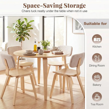 5 Piece Dining Table Set with 4 Padded Dining Chairs and Rubber Wood Table-Natural - Natural - Dining Room Sets