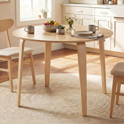 5 Piece Dining Table Set with 4 Padded Dining Chairs and Rubber Wood Table-Natural - Natural - Dining Room Sets