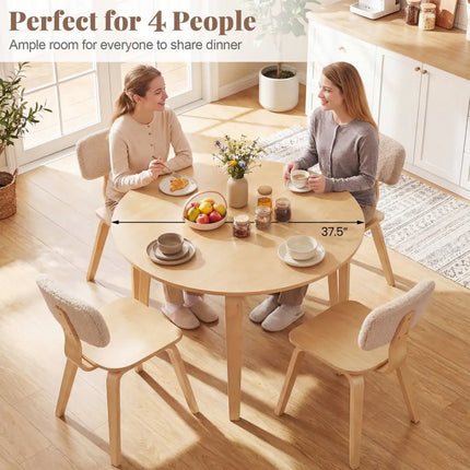5 Piece Dining Table Set with 4 Padded Dining Chairs and Rubber Wood Table-Natural - Natural - Dining Room Sets
