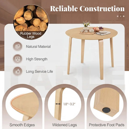 5 Piece Dining Table Set with 4 Padded Dining Chairs and Rubber Wood Table-Natural - Natural - Dining Room Sets