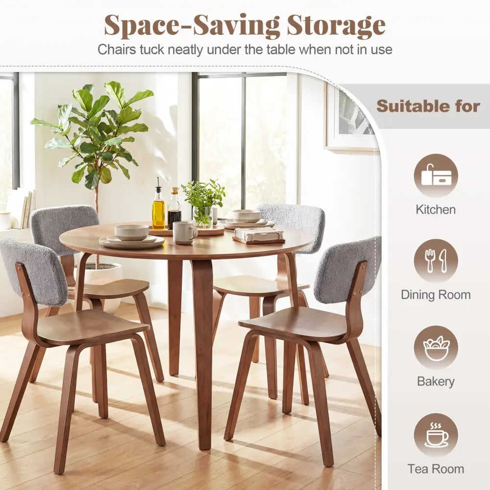 5 Piece Dining Table Set with 4 Padded Dining Chairs and Rubber Wood Table-Walnut & Gray - Walnut & Gray - Dining Room