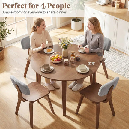 5 Piece Dining Table Set with 4 Padded Dining Chairs and Rubber Wood Table-Walnut & Gray - Walnut & Gray - Dining Room