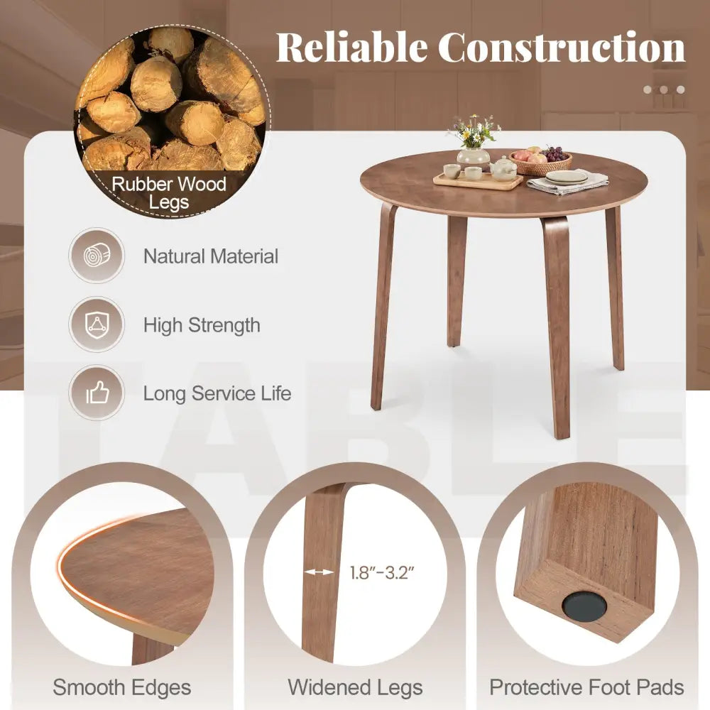 5 Piece Dining Table Set with 4 Padded Dining Chairs and Rubber Wood Table-Walnut & Gray - Walnut & Gray - Dining Room