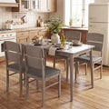 5-Piece Dining Table Set with High Curved Back for 4 People-Gray - Gray - Dining Room Sets