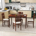 5-Piece Dining Table Set with High Curved Back for 4 People-Walnut - Walnut - Dining Room Sets